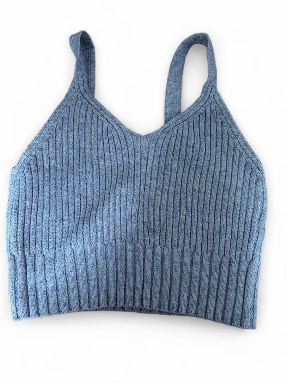 Blue Ribbed Knit Bralette - Women's Intimates